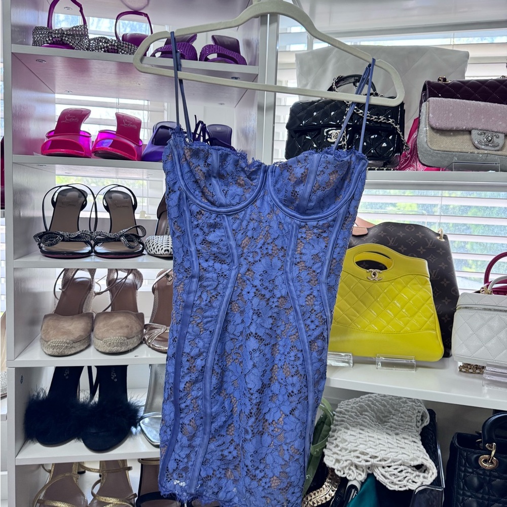 House of CB Royal Blue Lace Mini Dress